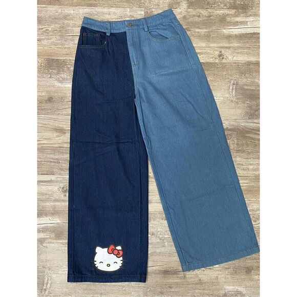 SHEIN x Hello Kitty Jeans Wide Leg Pants Women’s Size Medium - Picture 1 of 7